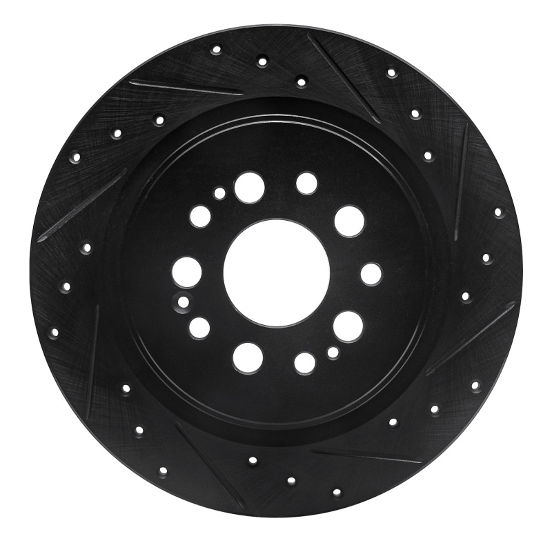 Picture of R1 17-25 Acura RDX Rear Right Drilled & Slotted Black Brake Rotor