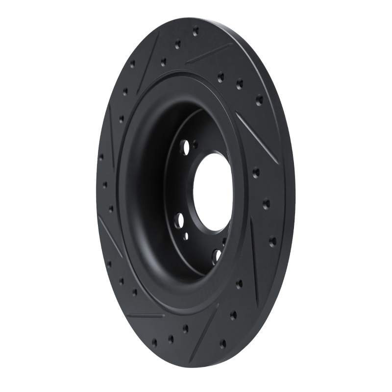 Picture of R1 17-25 Acura Integra Rear Right Drilled & Slotted Black Brake Rotor