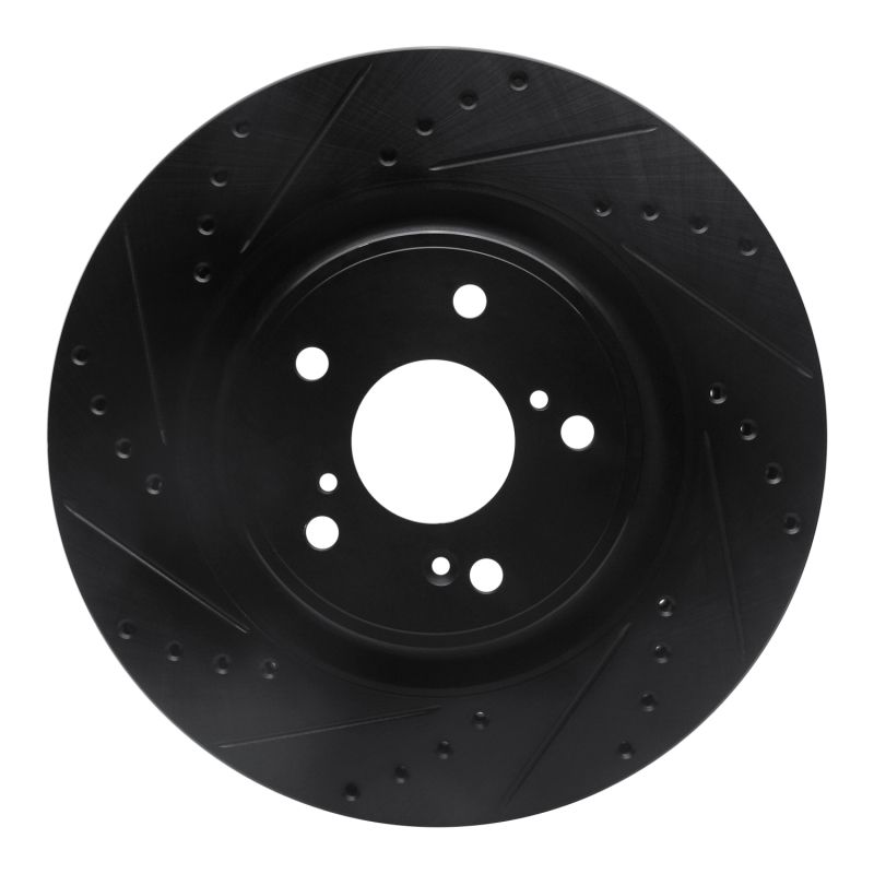 Picture of R1 20-22 Honda CR-V Front Left Drilled & Slotted Black Brake Rotor
