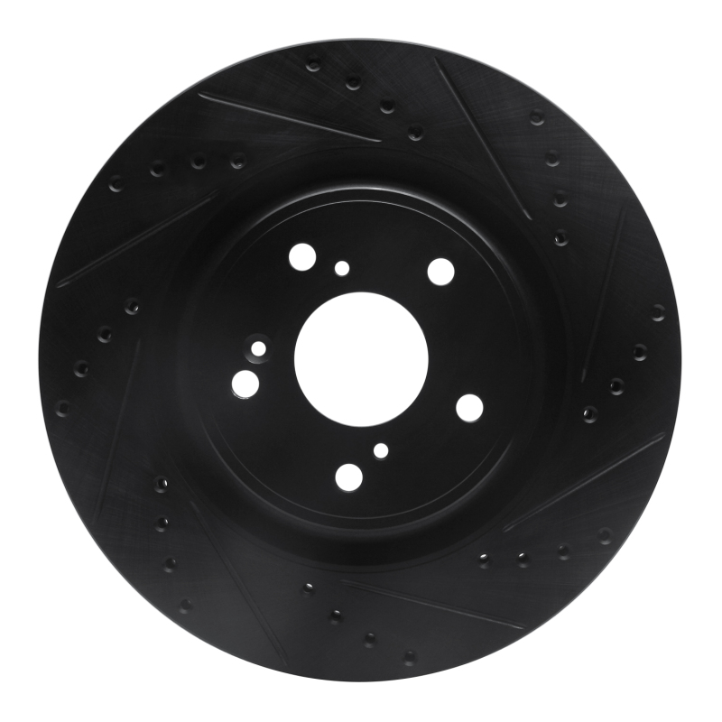 Picture of R1 20-22 Honda CR-V Front Right Drilled & Slotted Black Brake Rotor