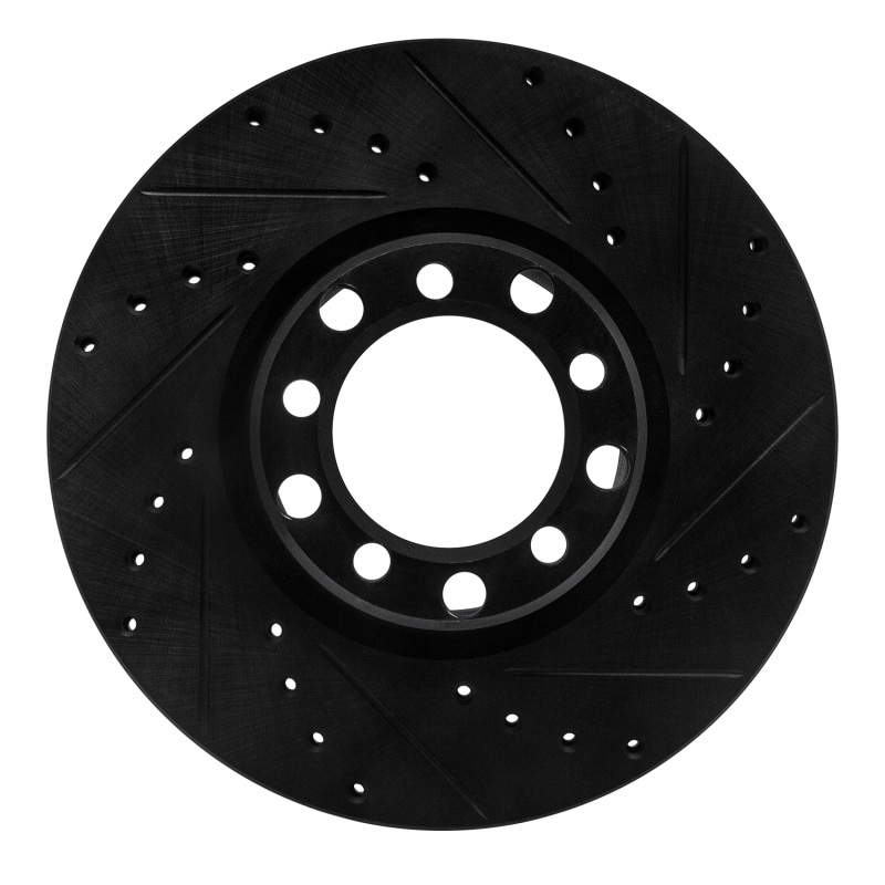 Picture of R1 82-85 Mercedes-Benz 500SEC Front Right Drilled & Slotted Black Brake Rotor