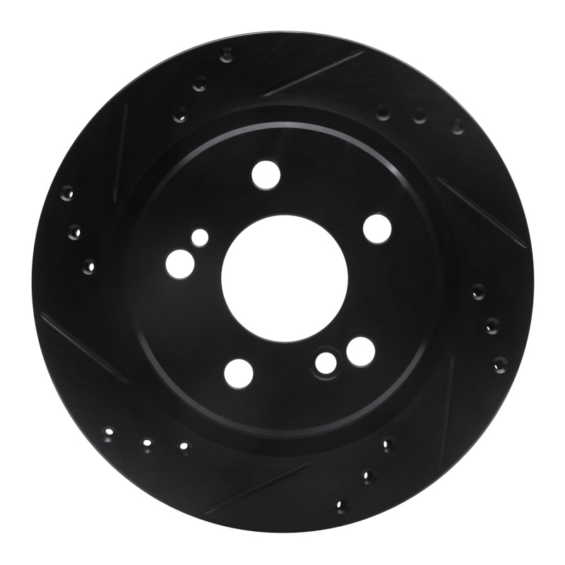 Picture of R1 92-95 Mercedes-Benz E420 Rear Left Drilled & Slotted Black Brake Rotor