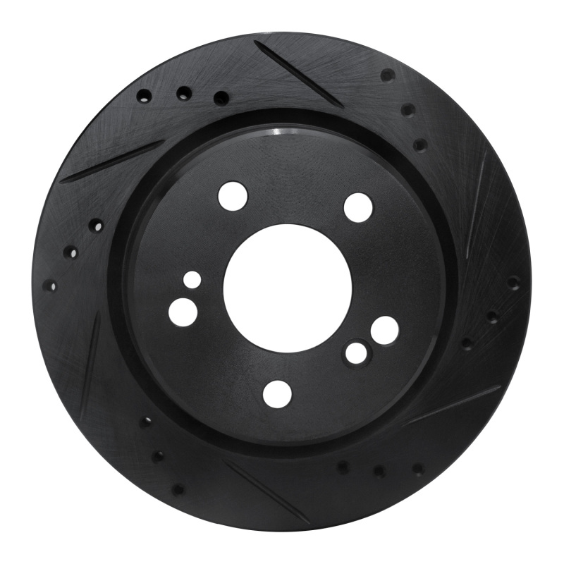 Picture of R1 92-95 Mercedes-Benz E420 Rear Right Drilled & Slotted Black Brake Rotor