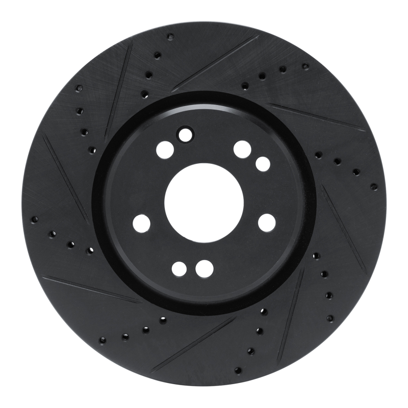 Picture of R1 94-02 Mercedes-Benz SL500 Right Front Drilled & Slotted Black Brake Rotor