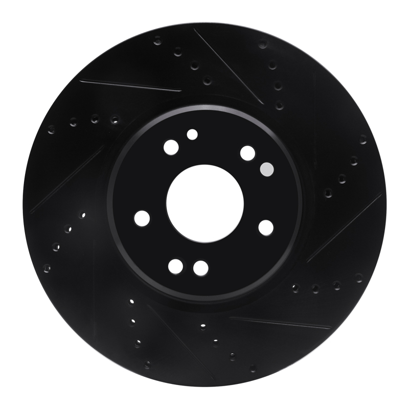 Picture of R1 94-02 Mercedes-Benz SL600 Left Front Drilled & Slotted Black Brake Rotor