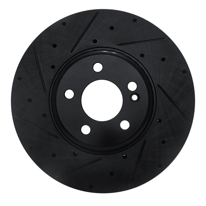Picture of R1 15-23 Mercedes-Benz C300 Sedan Front Left Drilled & Slotted Black Brake Rotor