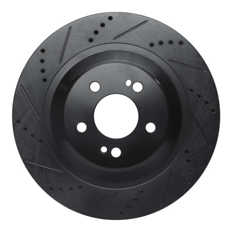 Picture of R1 14-21 Mercedes-Benz Maybach S560 Rear Left Drilled & Slotted Black Brake Rotor