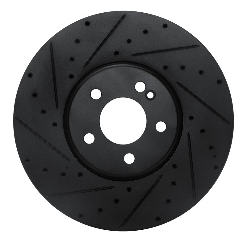 Picture of R1 15-23 Mercedes-Benz E300 Front Left Drilled & Slotted Black Brake Rotor