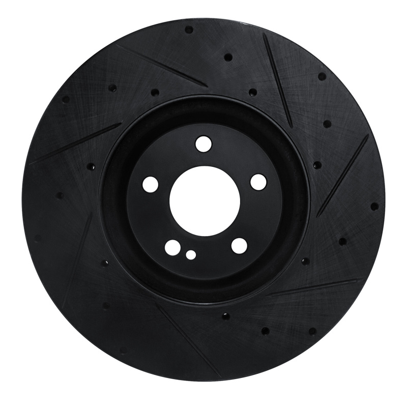 Picture of R1 15-23 Mercedes-Benz C300 Sedan Front Left Drilled & Slotted Black Brake Rotor
