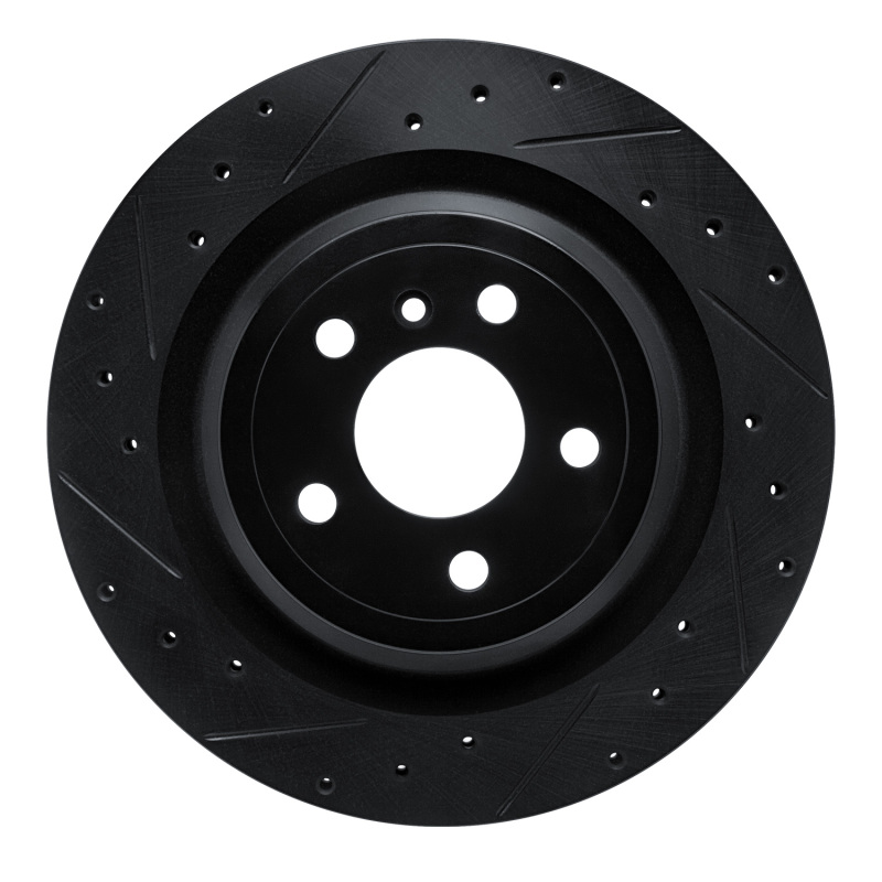 Picture of R1 12-19 Mercedes-Benz GLE300D Rear Left Drilled & Slotted Black Brake Rotor