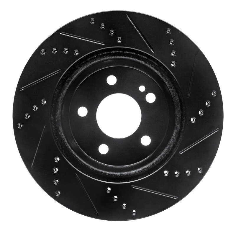 Picture of R1 15-23 Mercedes-Benz E300 Rear Left Drilled & Slotted Black Brake Rotor