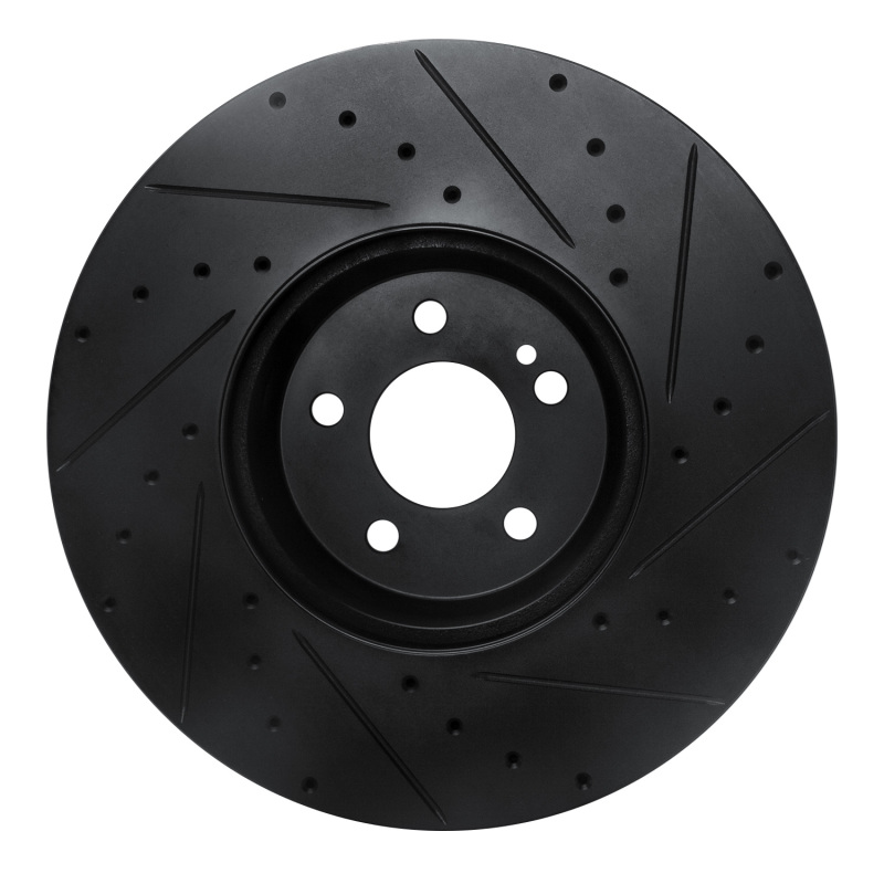 Picture of R1 15-23 Mercedes-Benz E300 Front Left Drilled & Slotted Black Brake Rotor