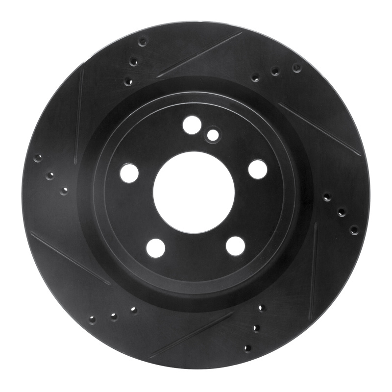 Picture of R1 14-19 Mercedes-Benz CLA250 Rear Left Drilled & Slotted Black Brake Rotor