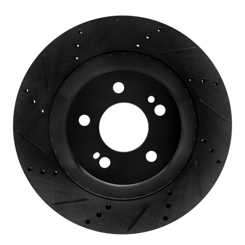 Picture of R1 15-21 Mercedes-Benz S560 Rear Left Drilled & Slotted Black Brake Rotor