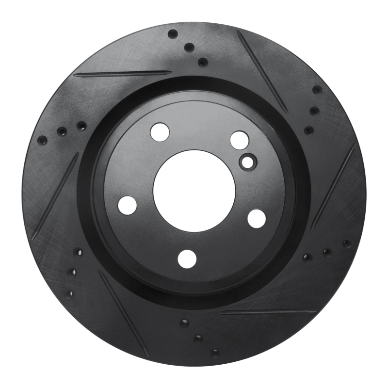 Picture of R1 14-19 Mercedes-Benz CLA250 Rear Right Drilled & Slotted Black Brake Rotor