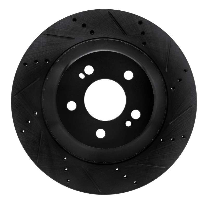 Picture of R1 15-21 Mercedes-Benz S550 Rear Right Drilled & Slotted Black Brake Rotor