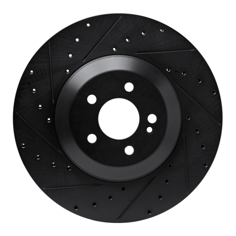 Picture of R1 17-23 Mercedes-Benz E43 AMG Rear Left Drilled & Slotted Black Brake Rotor