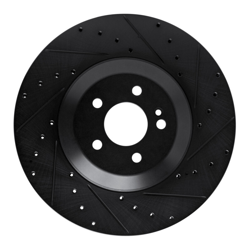 Picture of R1 17-23 Mercedes-Benz E450 Rear Right Drilled & Slotted Black Brake Rotor