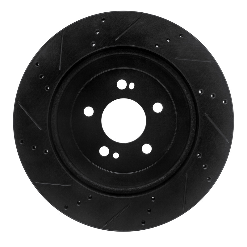 Picture of R1 15-21 Mercedes-Benz S550 Rear Right Drilled & Slotted Black Brake Rotor