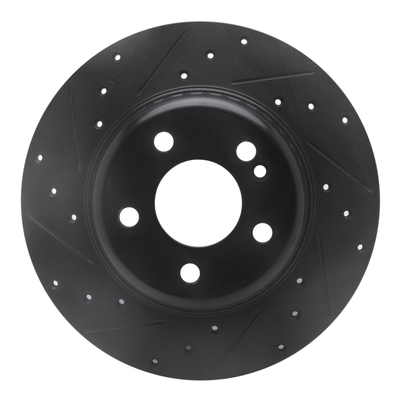 Picture of R1 15-21 Mercedes-Benz C300 Coupe & Convertible Rear Left Drilled & Slotted Black Brake Rotor