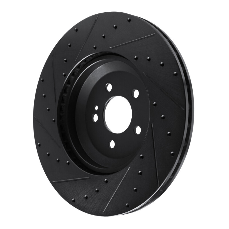 Picture of R1 17-23 Mercedes-Benz E450 Rear Right Drilled & Slotted Black Brake Rotor