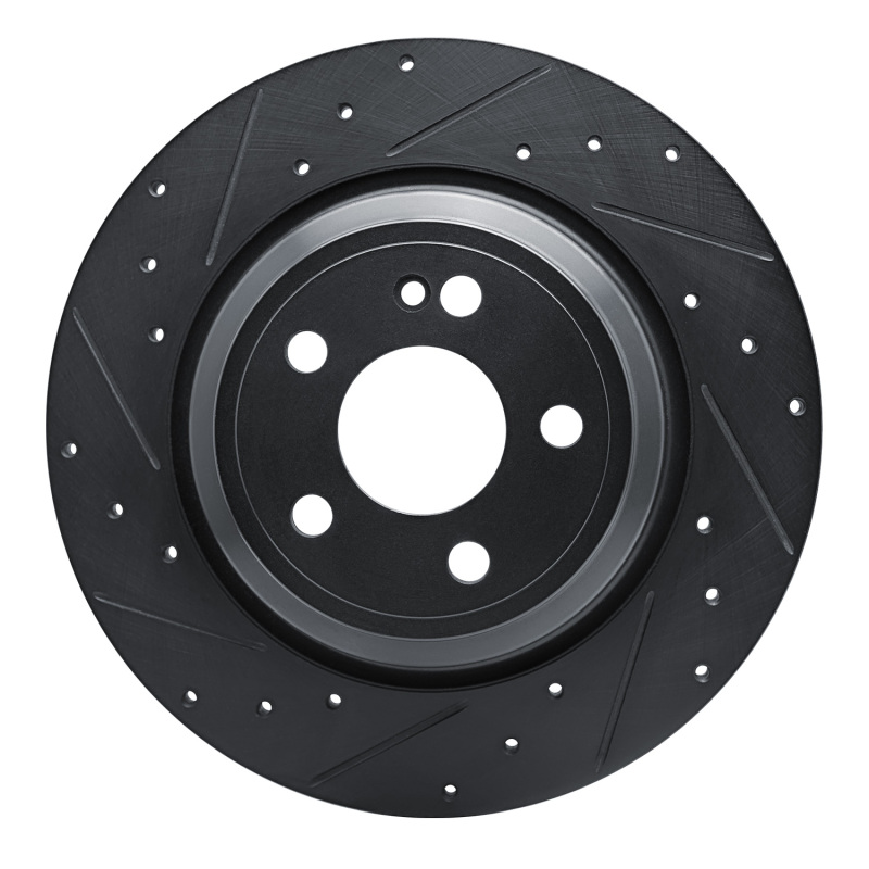 Picture of R1 20-25 Mercedes-Benz GLE350 Rear Left Drilled & Slotted Black Brake Rotor