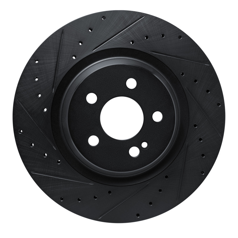 Picture of R1 20-26 Mercedes-Benz GLS580 Rear Left Drilled & Slotted Black Brake Rotor