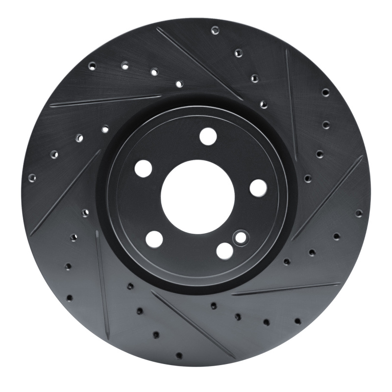 Picture of R1 19-25 Mercedes-Benz EQB 250+ Front Right Drilled & Slotted Black Brake Rotor