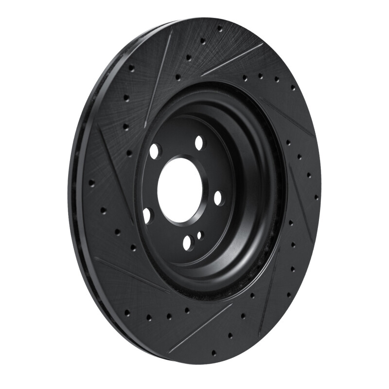 Picture of R1 20-26 Mercedes-Benz GLE53 AMG Rear Right Drilled & Slotted Black Brake Rotor