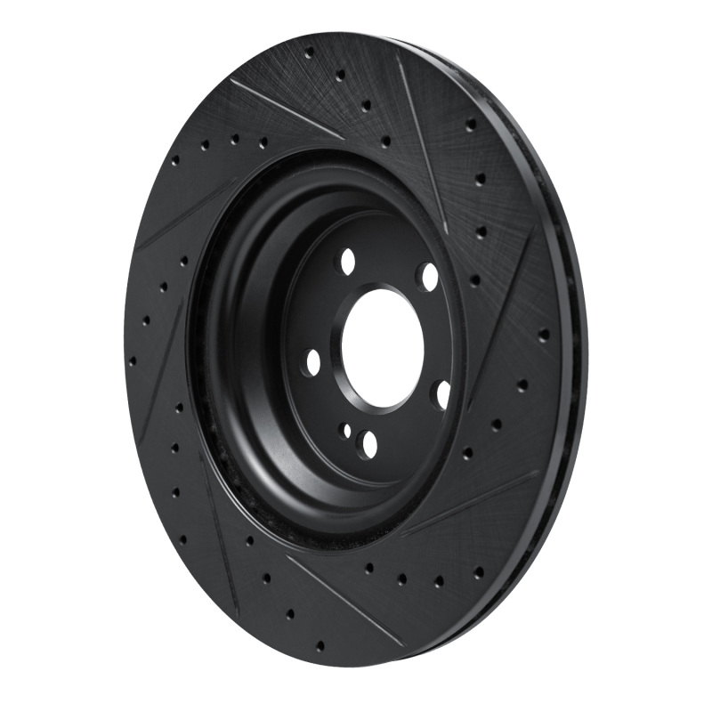 Picture of R1 20-26 Mercedes-Benz GLS580 Rear Left Drilled & Slotted Black Brake Rotor