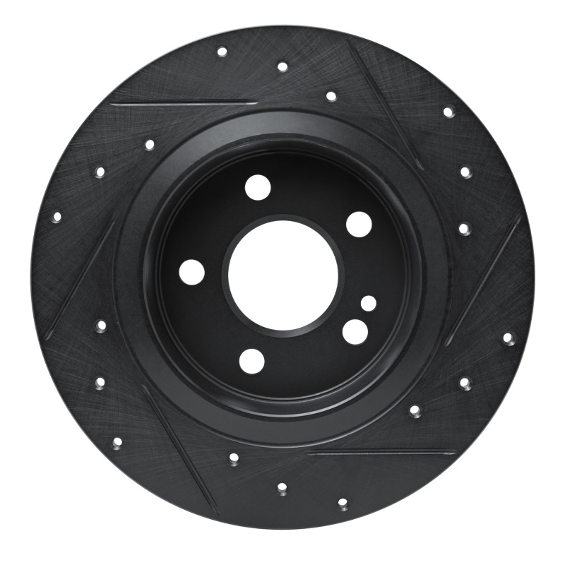 Picture of R1 19-26 Mercedes-Benz A220 Rear Left Drilled & Slotted Black Brake Rotor
