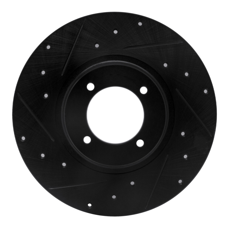 Picture of R1 62-80 MG MGB Front Left Drilled & Slotted Black Brake Rotor