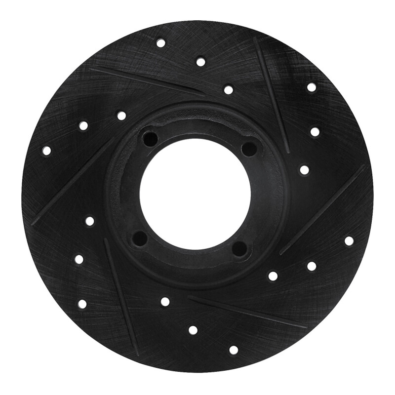 Picture of R1 63-79 Austin Healey Sprite Front Right Drilled & Slotted Black Brake Rotor