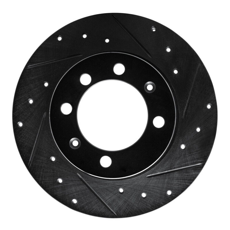 Picture of R1 69-87 Saab 99 Rear Right Front Right Drilled & Slotted Black Brake Rotor