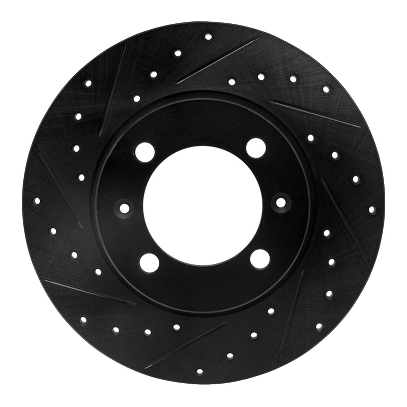 Picture of R1 81-87 Saab 900 Front Left Drilled & Slotted Black Brake Rotor