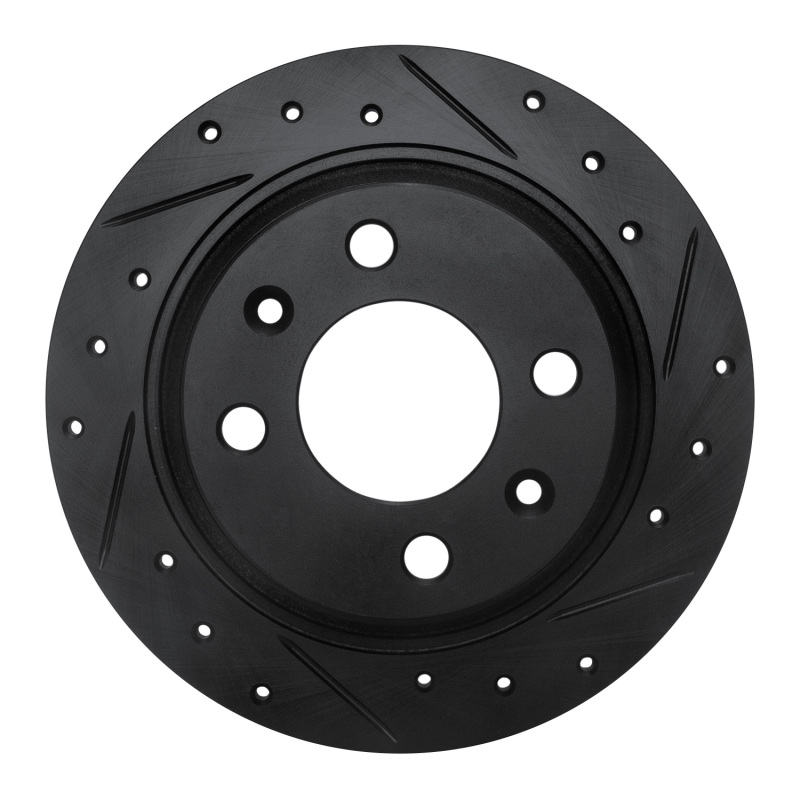 Picture of R1 86-98 Saab 9000 Rear Right Drilled & Slotted Black Brake Rotor