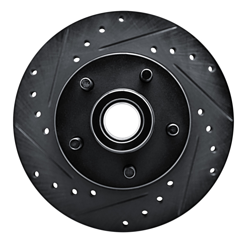 Picture of R1 79-83 American Motors PaceR Front Left Drilled & Slotted Black Brake Rotor