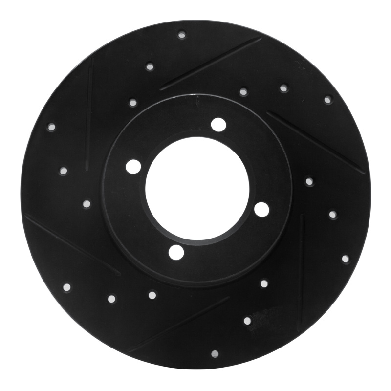 Picture of R1 80-83 Nissan 200SX Front Left Drilled & Slotted Black Brake Rotor