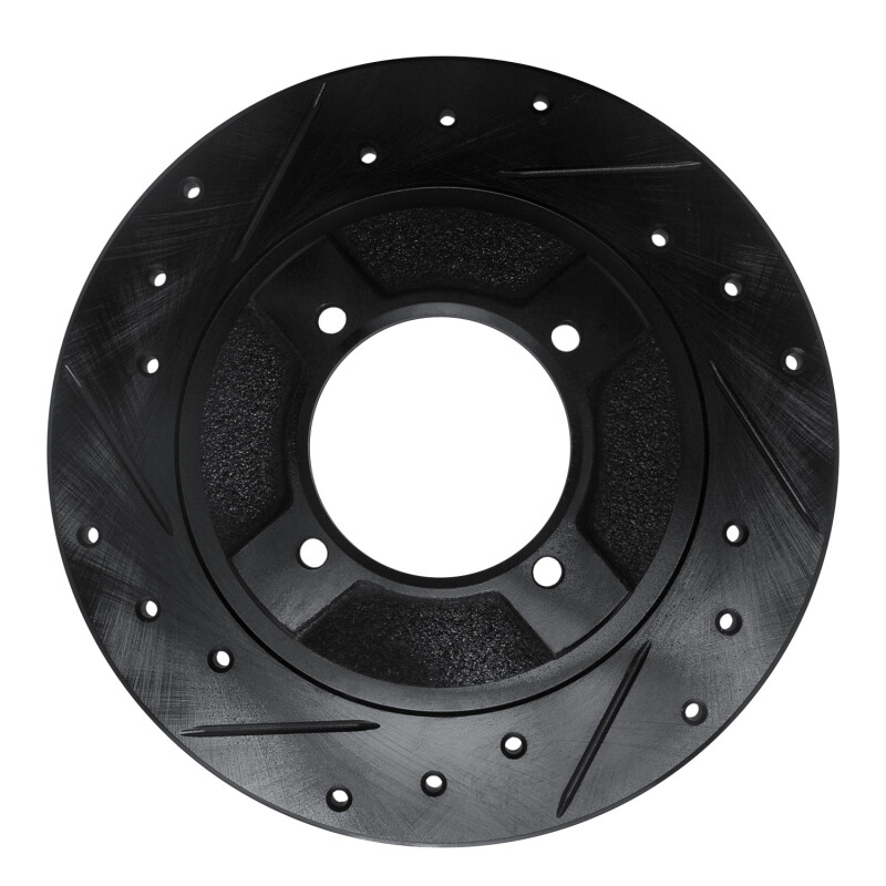 Picture of R1 82-86 Nissan SENTRA Front Left Drilled & Slotted Black Brake Rotor