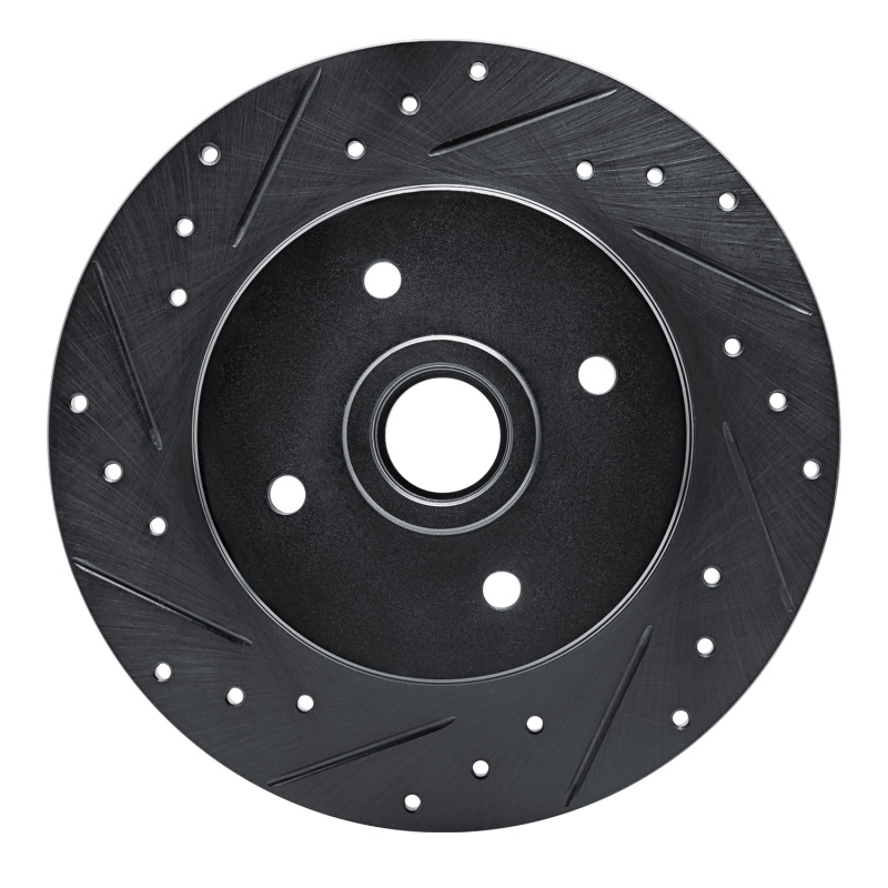 Picture of R1 84-87 Nissan Maxima Rear Left Drilled & Slotted Black Brake Rotor