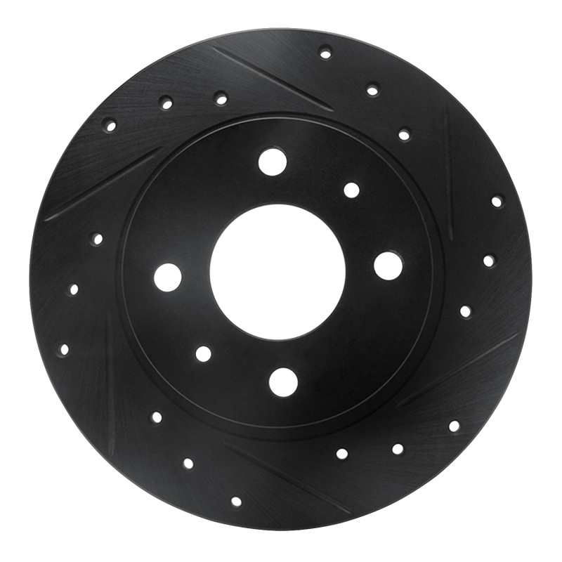Picture of R1 86-06 Nissan TSURU (Mexico) Front Right Drilled & Slotted Black Brake Rotor