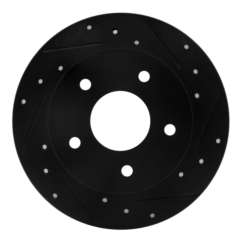 Picture of R1 89-93 Nissan Maxima Rear Right Drilled & Slotted Black Brake Rotor