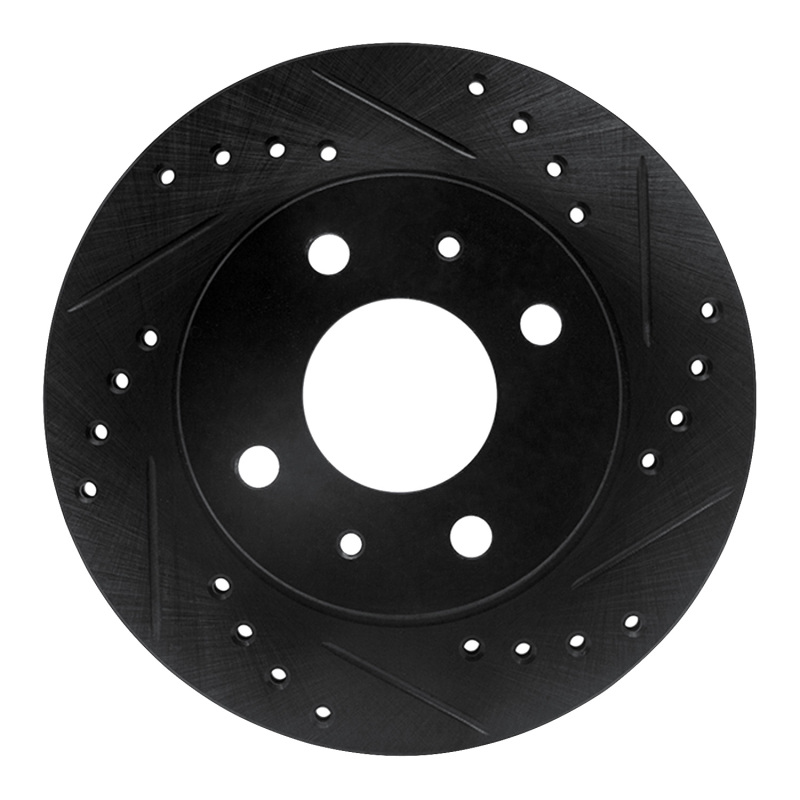 Picture of R1 95-00 Nissan Lucino (Mexico) Front Right Drilled & Slotted Black Brake Rotor