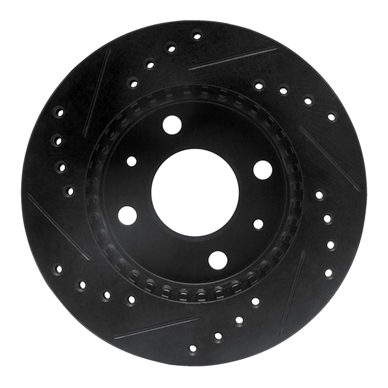 Picture of R1 95-00 Nissan Lucino (Mexico) Front Right Drilled & Slotted Black Brake Rotor