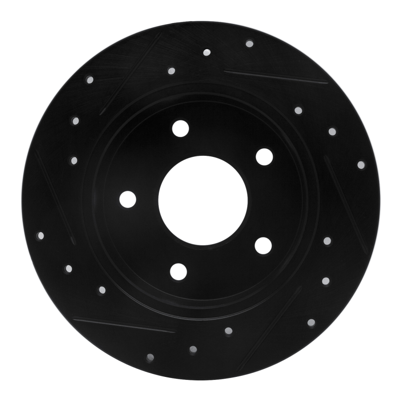 Picture of R1 89-93 Nissan Maxima Rear Right Drilled & Slotted Black Brake Rotor