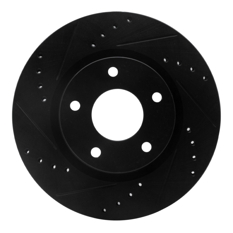 Picture of R1 13-19 Nissan SENTRA Front Left Drilled & Slotted Black Brake Rotor