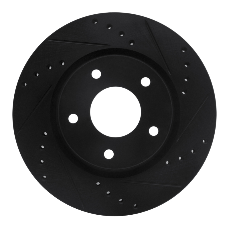 Picture of R1 13-19 Nissan SENTRA Front Right Drilled & Slotted Black Brake Rotor