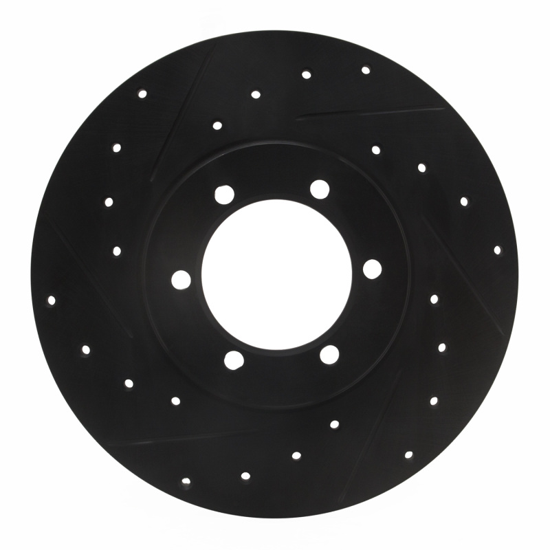 Picture of R1 78-82 Nissan 720 DATSUN Front Left Drilled & Slotted Black Brake Rotor