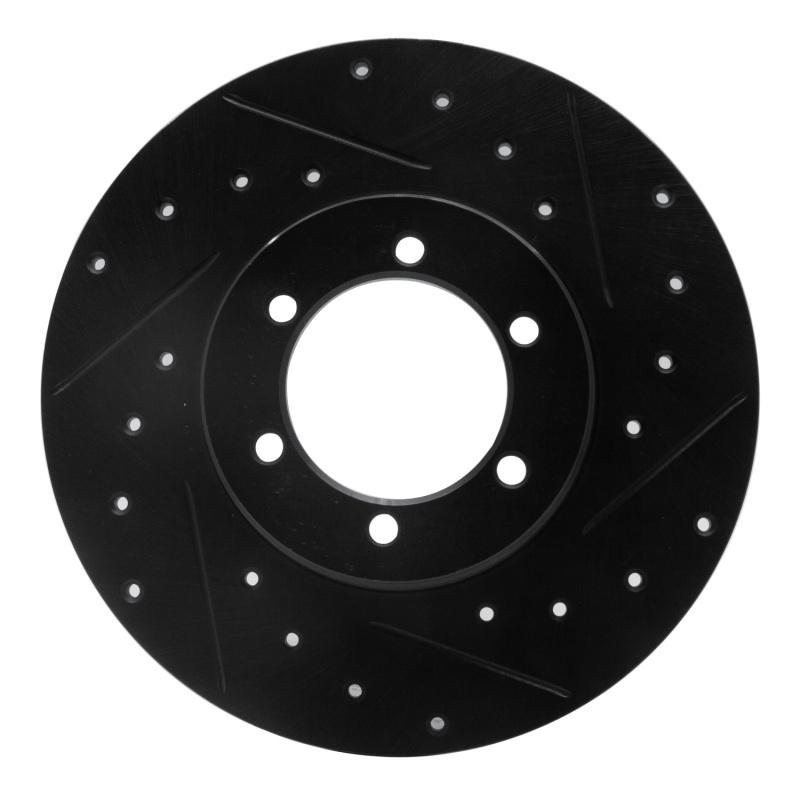 Picture of R1 78-82 Nissan 620 Pickup Front Right Drilled & Slotted Black Brake Rotor