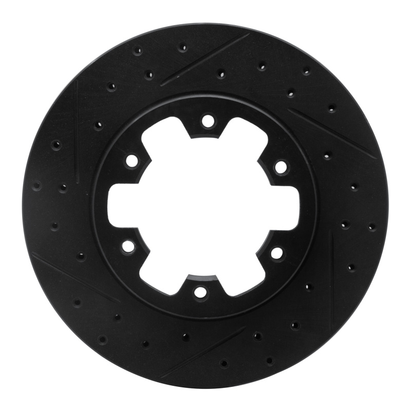 Picture of R1 83-85 Nissan 720 DATSUN Front Left Drilled & Slotted Black Brake Rotor